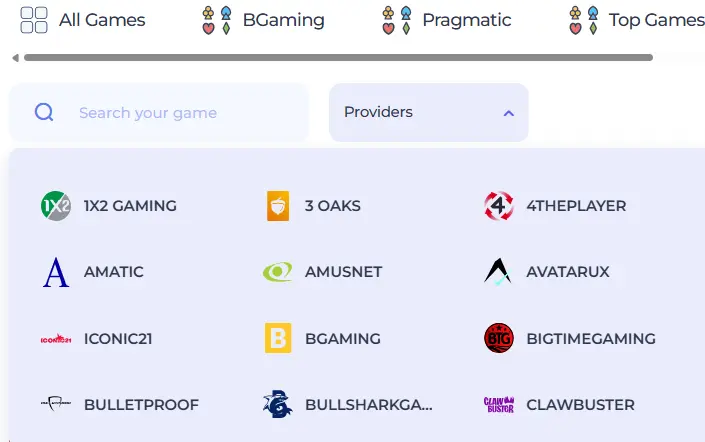 Lucky Start Casino providers